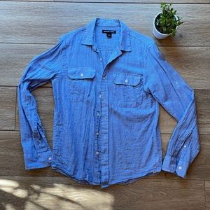 Blue and white checkered button down